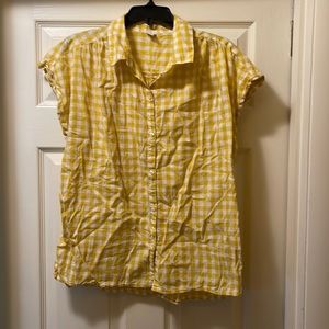 Yellow gingham print blouse